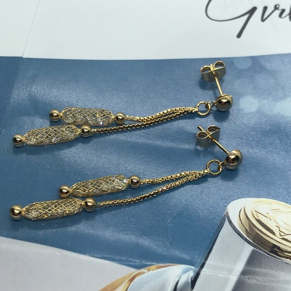 Gold Plated Drop Earrings - Picture 4 of 5